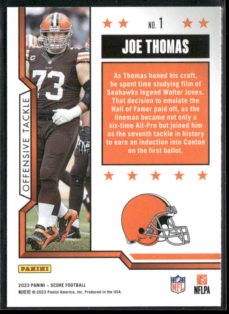 Joe Thomas 2023 Score First Ballot Red #1 Cleveland Browns