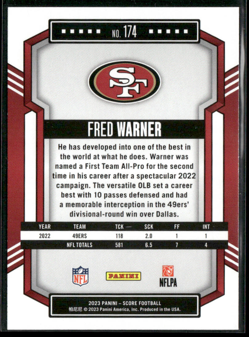 Fred Warner 2023 Score #174 San Francisco 49ers