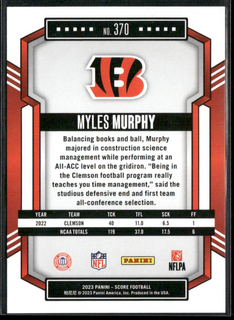 Myles Murphy 2023 Score #370 RC Cincinnati Bengals