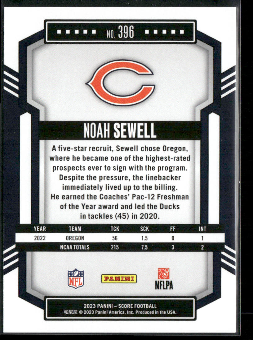 Noah Sewell 2023 Score #396 RC Chicago Bears