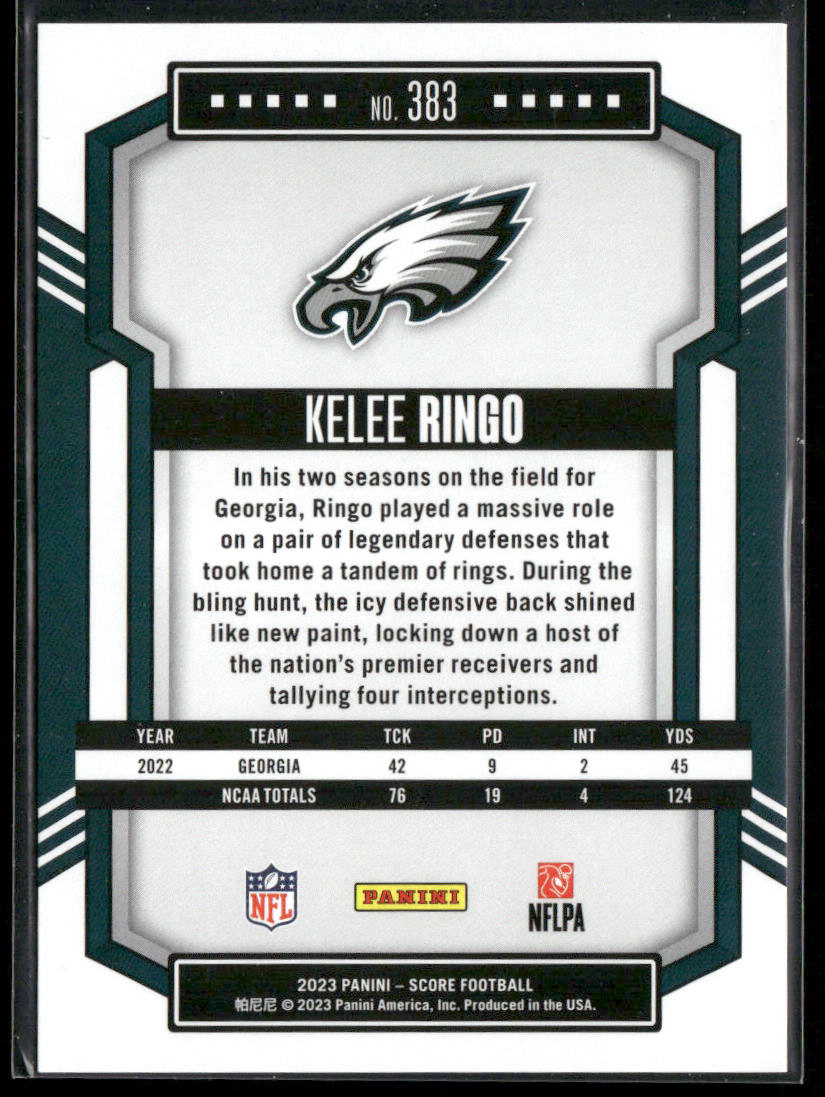 Kelee Ringo 2023 Score #383 RC Philadelphia Eagles