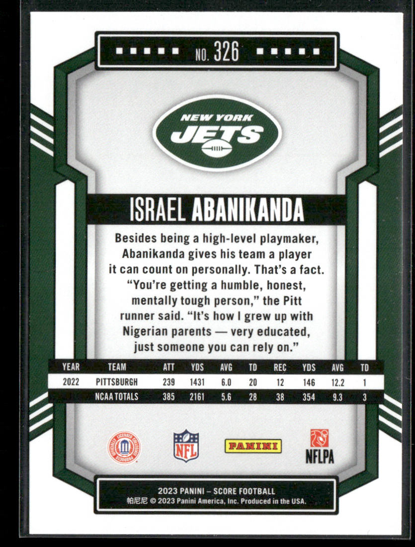 Israel Abanikanda 2023 Score #326 RC New York Jets