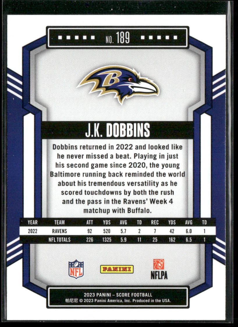 J.K. Dobbins 2023 Score #189 Baltimore Ravens