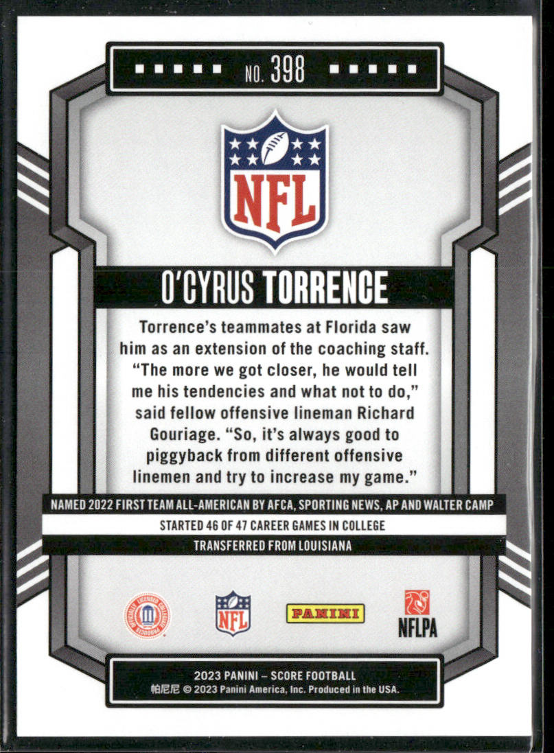 O'Cyrus Torrence 2023 Score #398 RC Florida Gators