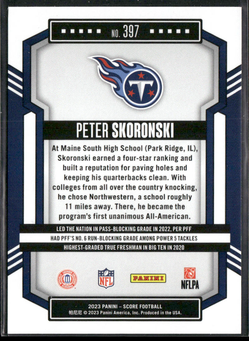 Peter Skoronski 2023 Score #397 RC Tennessee Titans