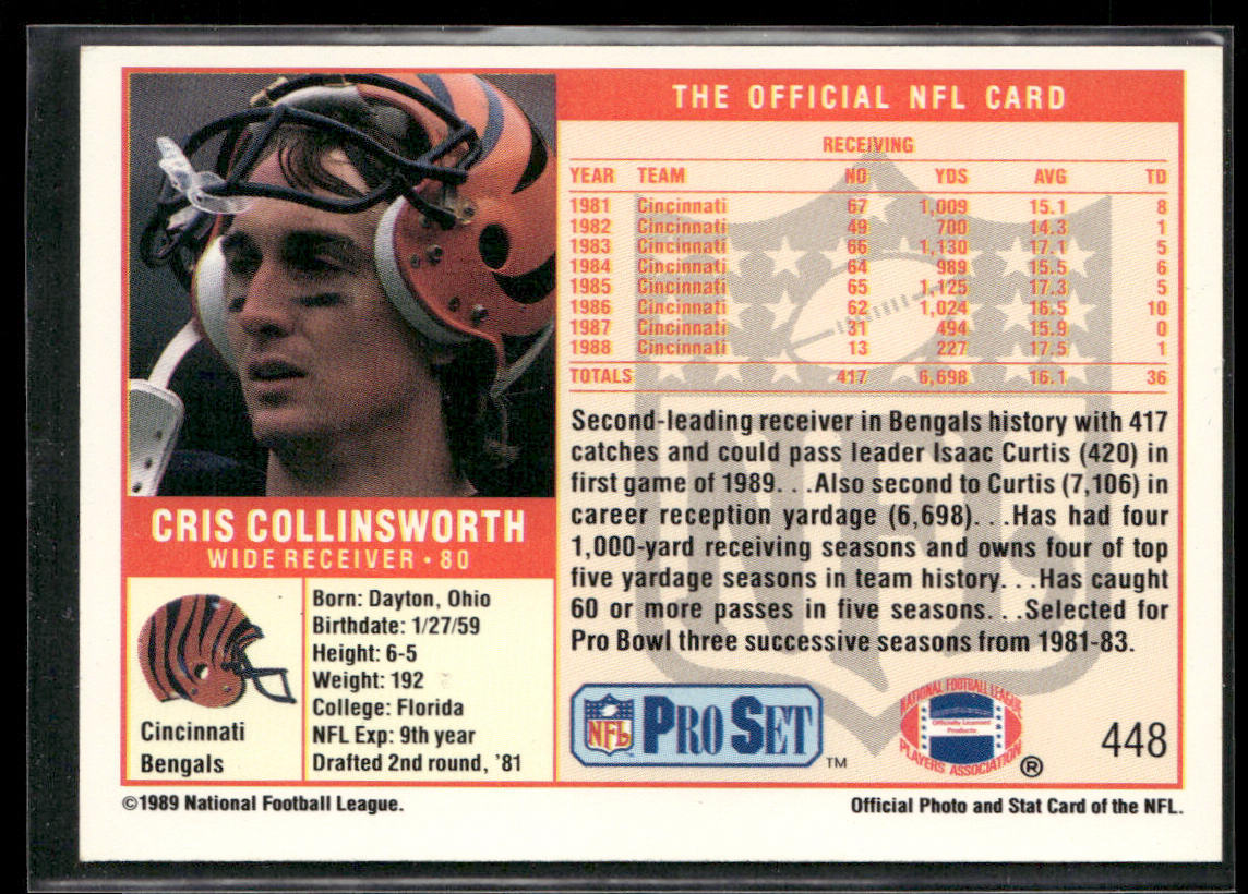 Cris Collinsworth 1989 Pro Set #448 Cincinnati Bengals