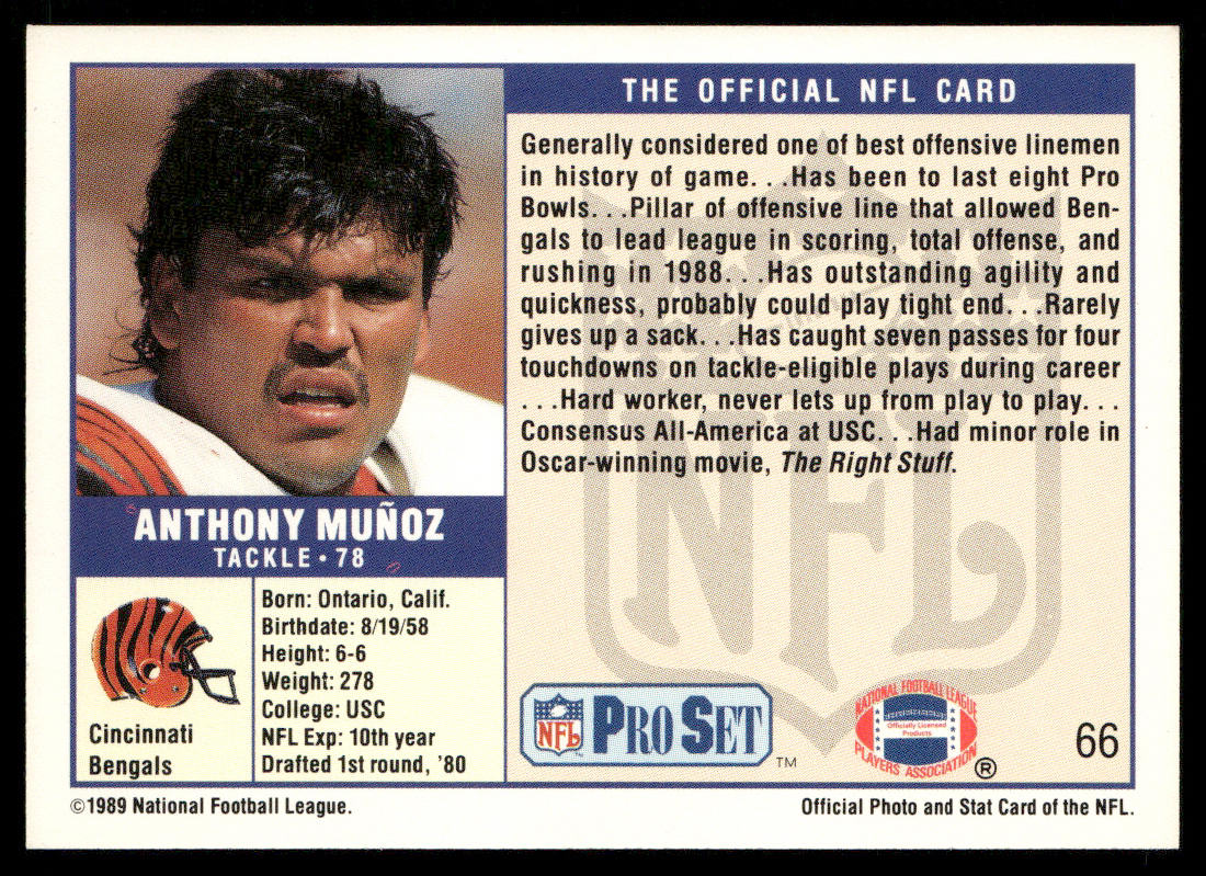 Anthony Munoz 1989 Pro Set #66 Cincinnati Bengals