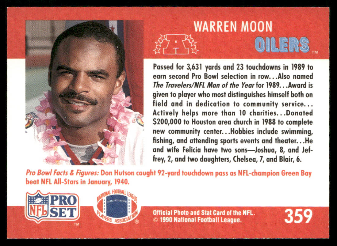 Warren Moon 1990 Pro Set #359 Houston Oilers
