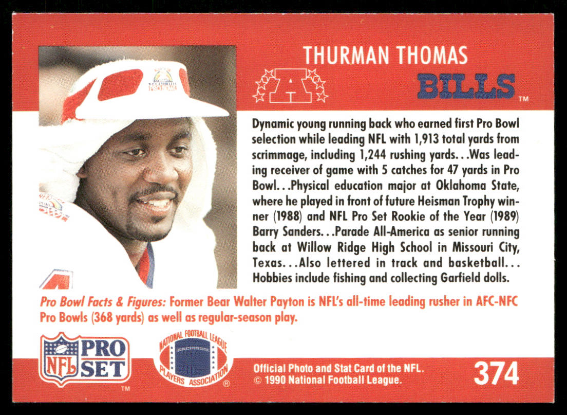 Thurman Thomas 1990 Pro Set #374 Buffalo Bills