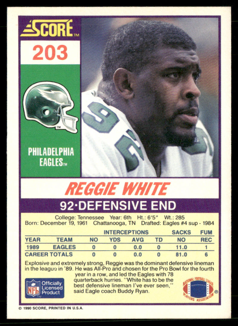 Reggie White 1990 Score #203 Philadelphia Eagles