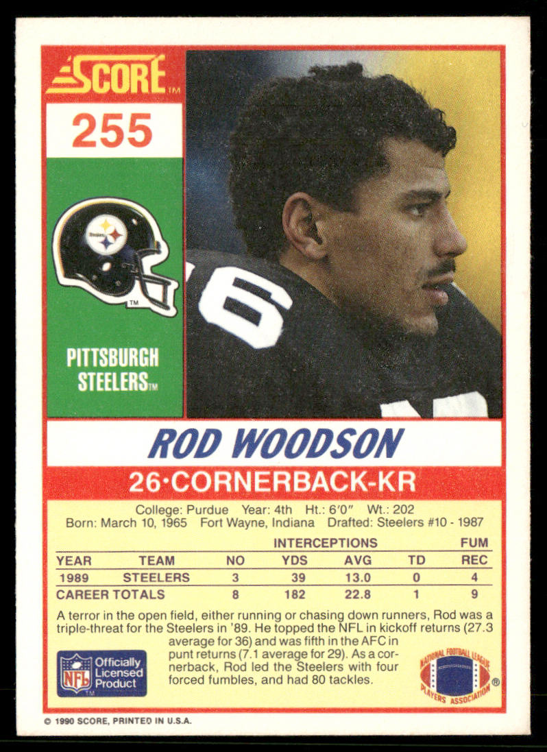 Rod Woodson 1990 Score #255 Pittsburgh Steelers