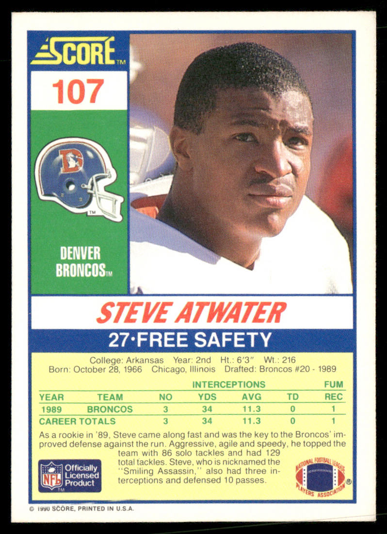 Steve Atwater 1990 Score #107 Denver Broncos