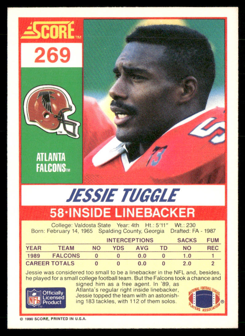 Jessie Tuggle 1990 Score #269 RC Atlanta Falcons