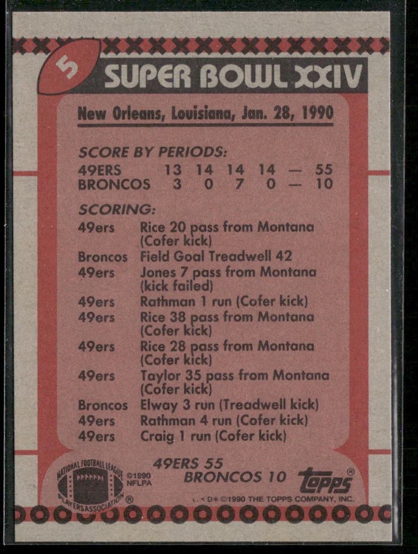 Super Bowl XXIV 1990 Topps #5b