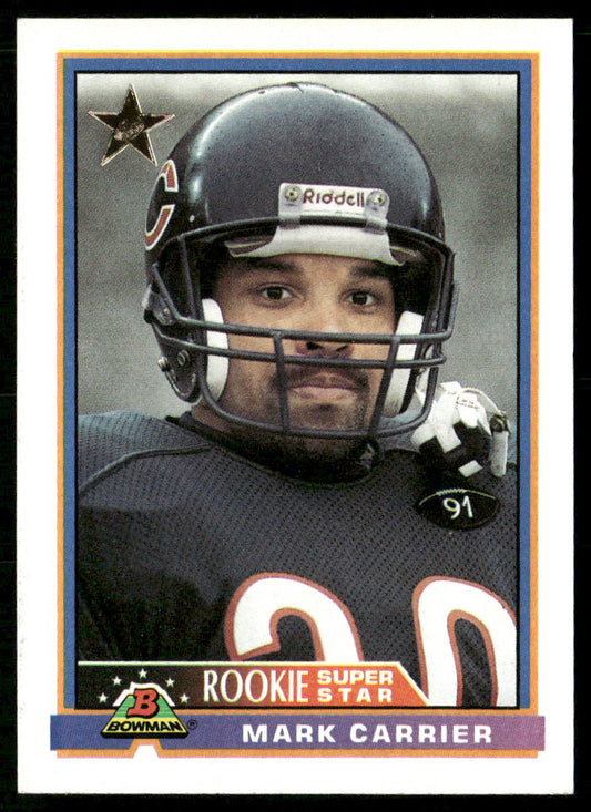 Mark Carrier 1991 Bowman #4b B* in copyright on back Chicago Bears