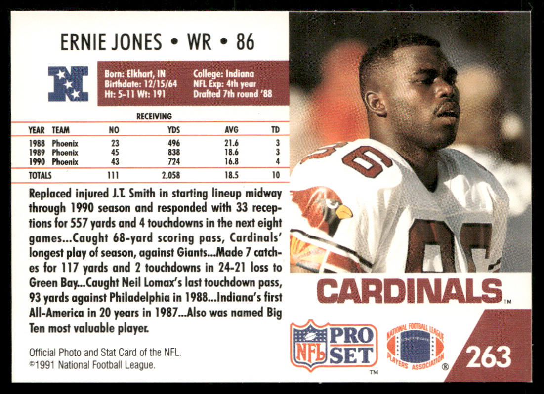 Ernie Jones 1991 Pro Set #263 Phoenix Cardinals