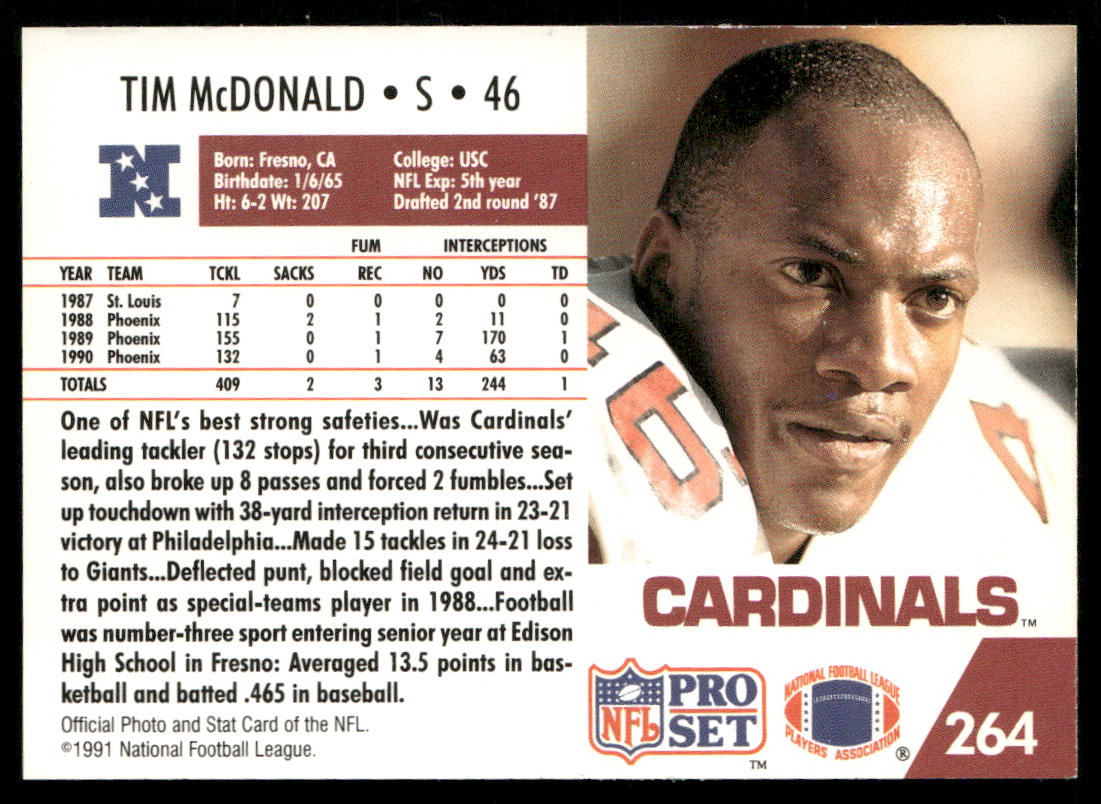 Tim McDonald 1991 Pro Set #264 Phoenix Cardinals