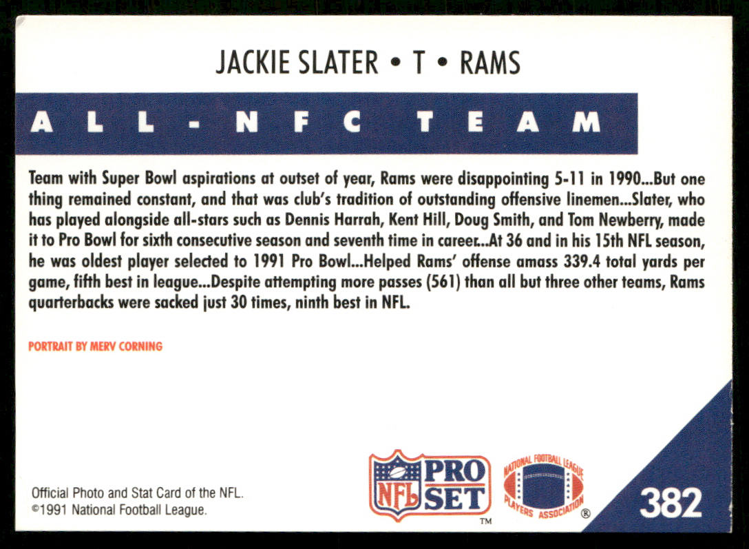 Jackie Slater 1991 Pro Set #382 Los Angeles Rams