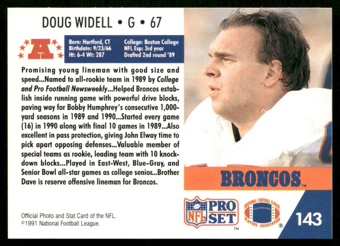 Doug Widell 1991 Pro Set #143 Denver Broncos