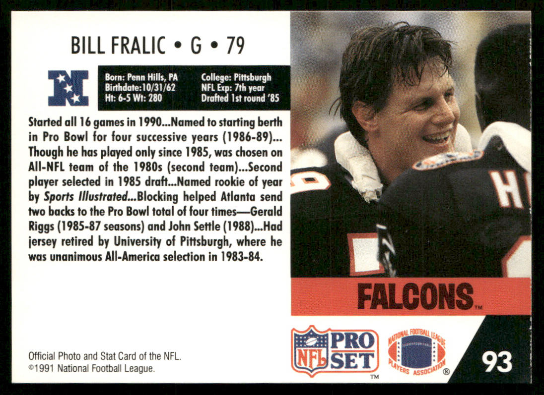 Bill Fralic 1991 Pro Set #93 Atlanta Falcons