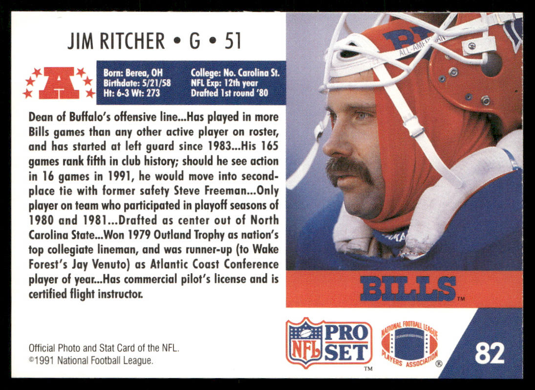 Jim Ritcher 1991 Pro Set #82 Buffalo Bills
