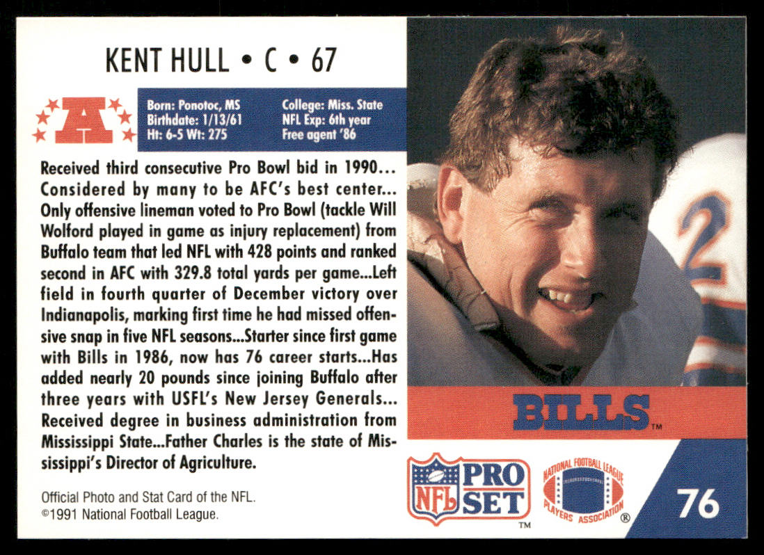 Kent Hull 1991 Pro Set #76 Buffalo Bills