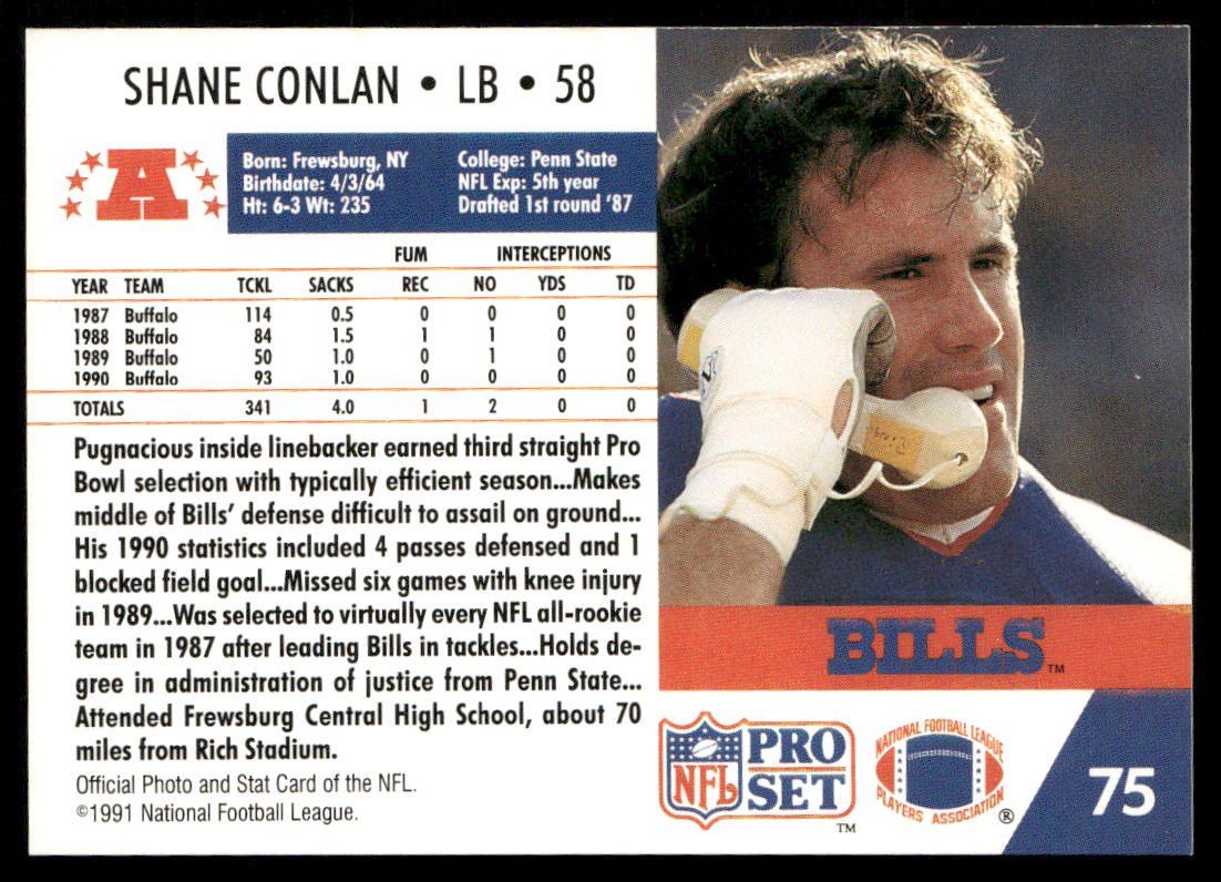 Shane Conlan 1991 Pro Set #75 Buffalo Bills