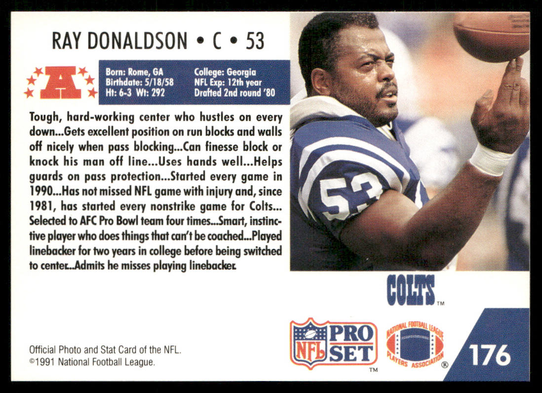 Ray Donaldson 1991 Pro Set #176 Indianapolis Colts