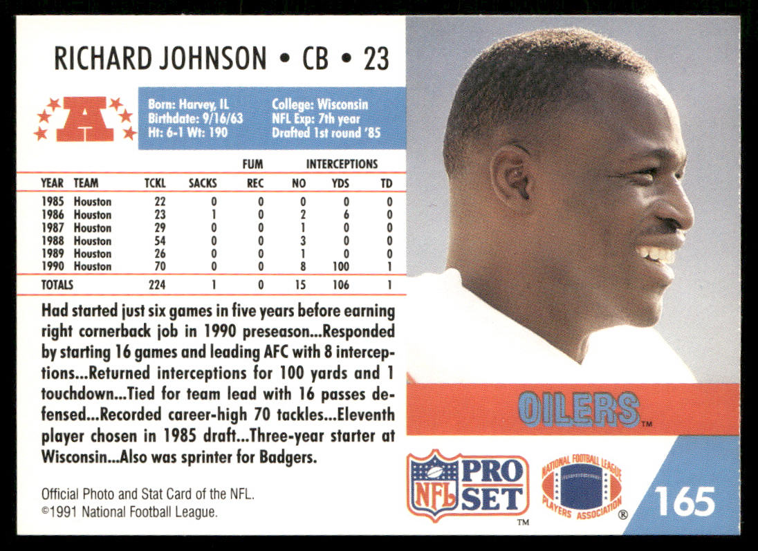 Richard Johnson 1991 Pro Set #165 Houston Oilers