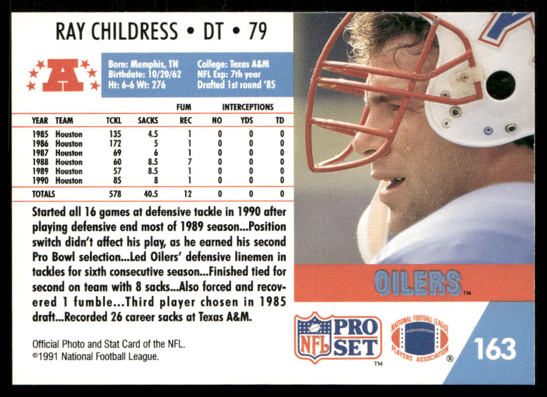 Ray Childress 1991 Pro Set #163 Houston Oilers