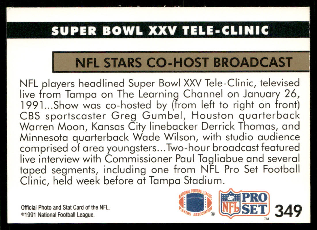 Super Bowl XXV Tele-Clinic 1991 Pro Set #349