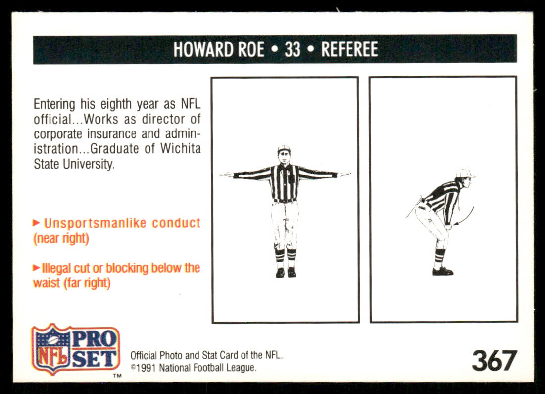 Howard Roe 1991 Pro Set #367