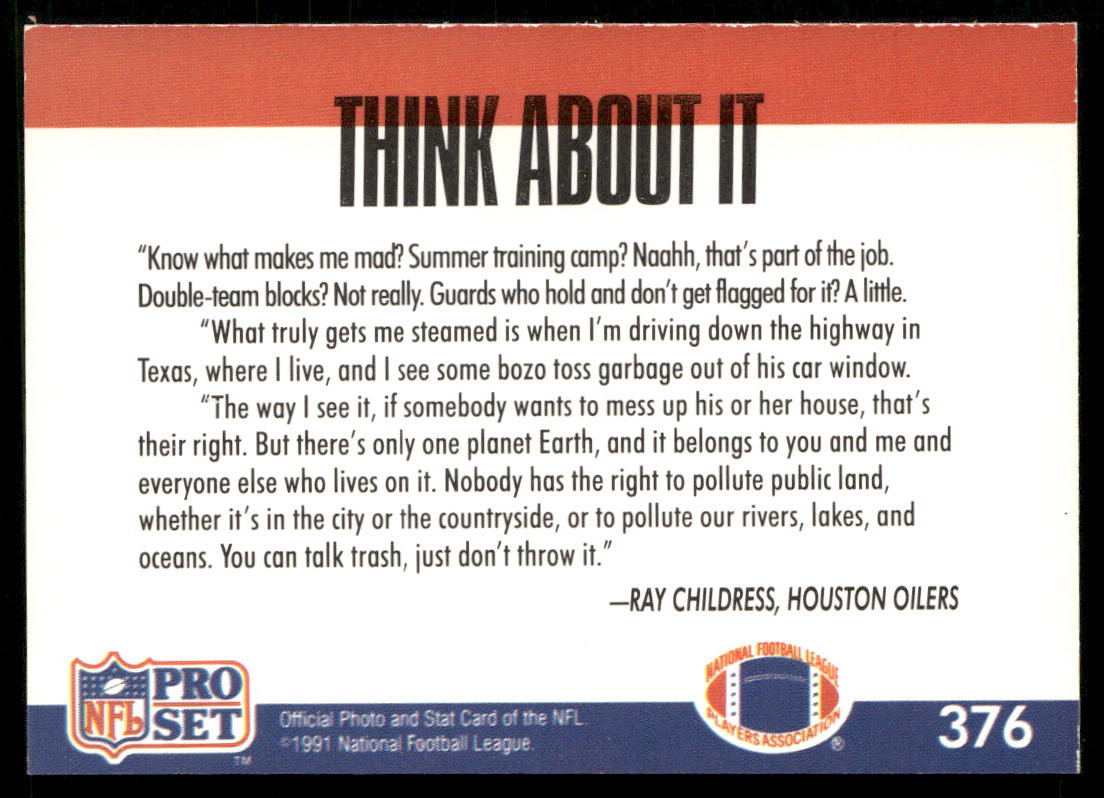 Ray Childress 1991 Pro Set #376a Houston Oilers