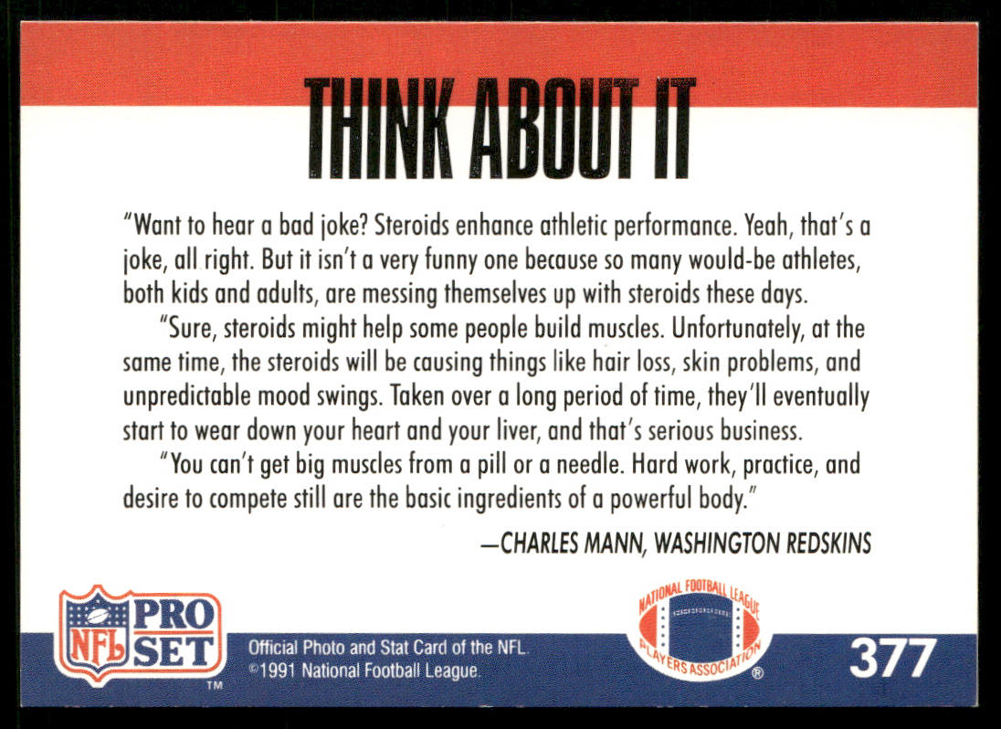Charles Mann 1991 Pro Set #377a Washington Redskins