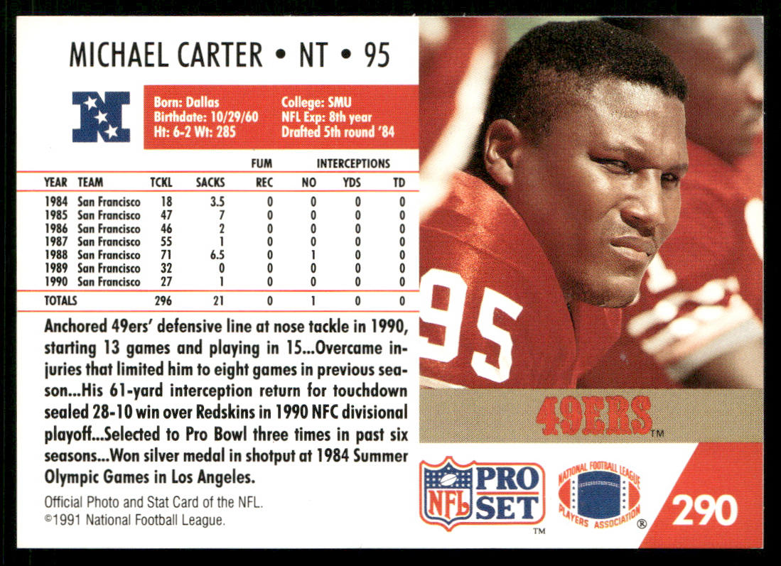 Michael Carter 1991 Pro Set #290 San Francisco 49ers