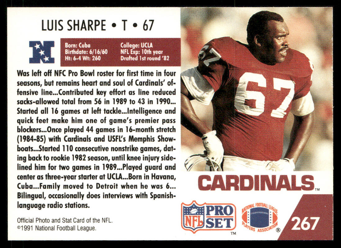 Luis Sharpe 1991 Pro Set #267 Phoenix Cardinals