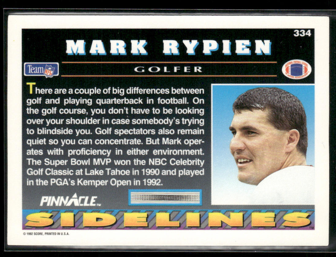 Mark Rypien 1992 Pinnacle #334 Washington Redskins