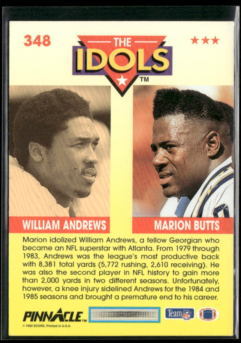 Marion Butts / William Andrews 1992 Pinnacle #348