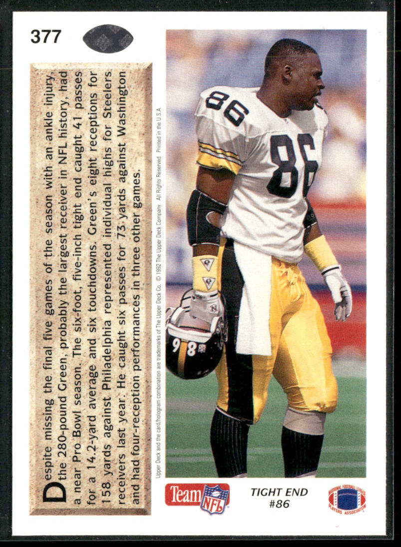 Eric Green 1992 Upper Deck #377 Pittsburgh Steelers