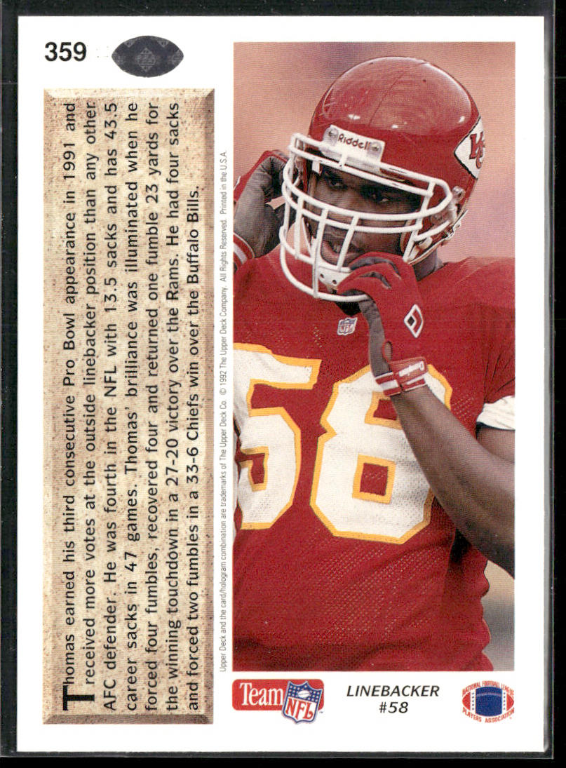 Derrick Thomas 1992 Upper Deck #359 Kansas City Chiefs