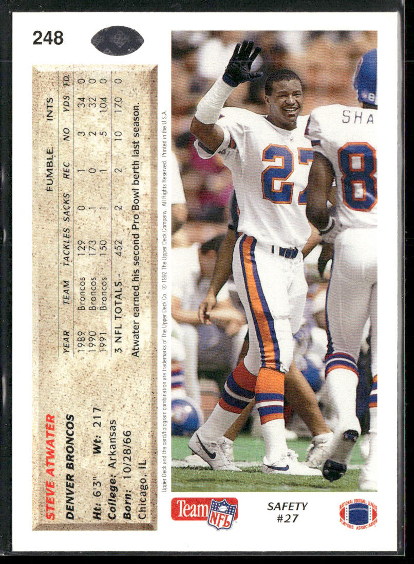 Steve Atwater 1992 Upper Deck #248 Denver Broncos