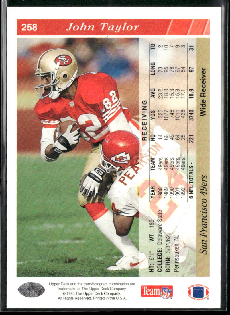 John Taylor 1993 Upper Deck #258 San Francisco 49ers