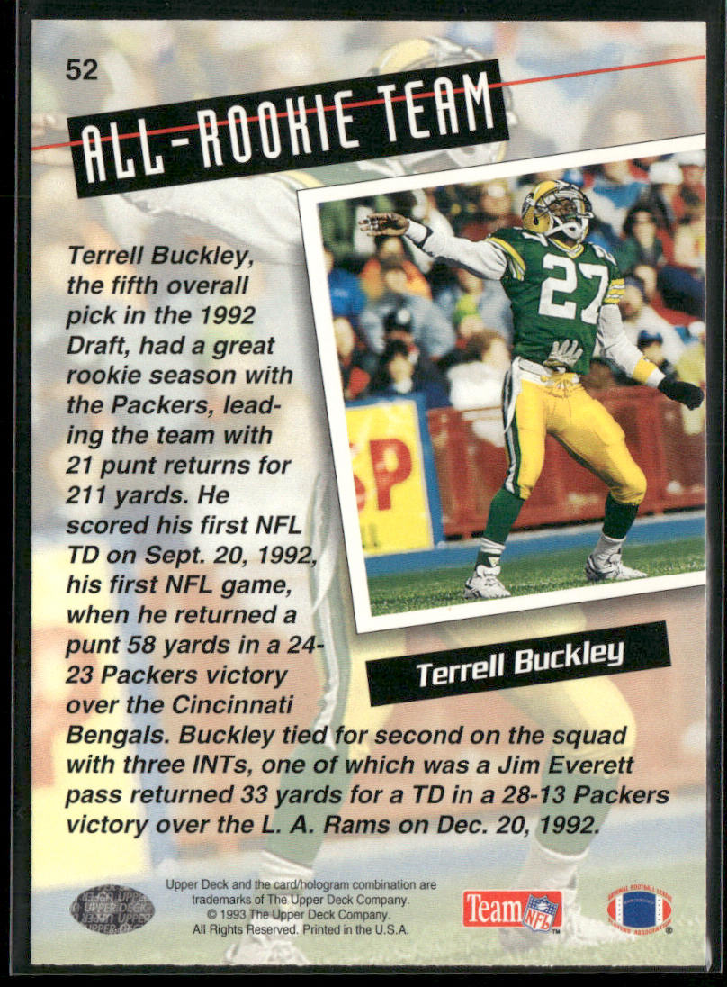 Terrell Buckley 1993 Upper Deck #52 Green Bay Packers