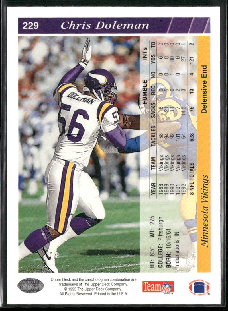 Chris Doleman 1993 Upper Deck #229 Minnesota Vikings