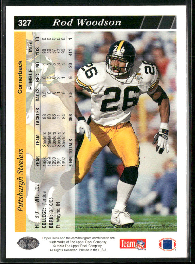 Rod Woodson 1993 Upper Deck #327 Pittsburgh Steelers