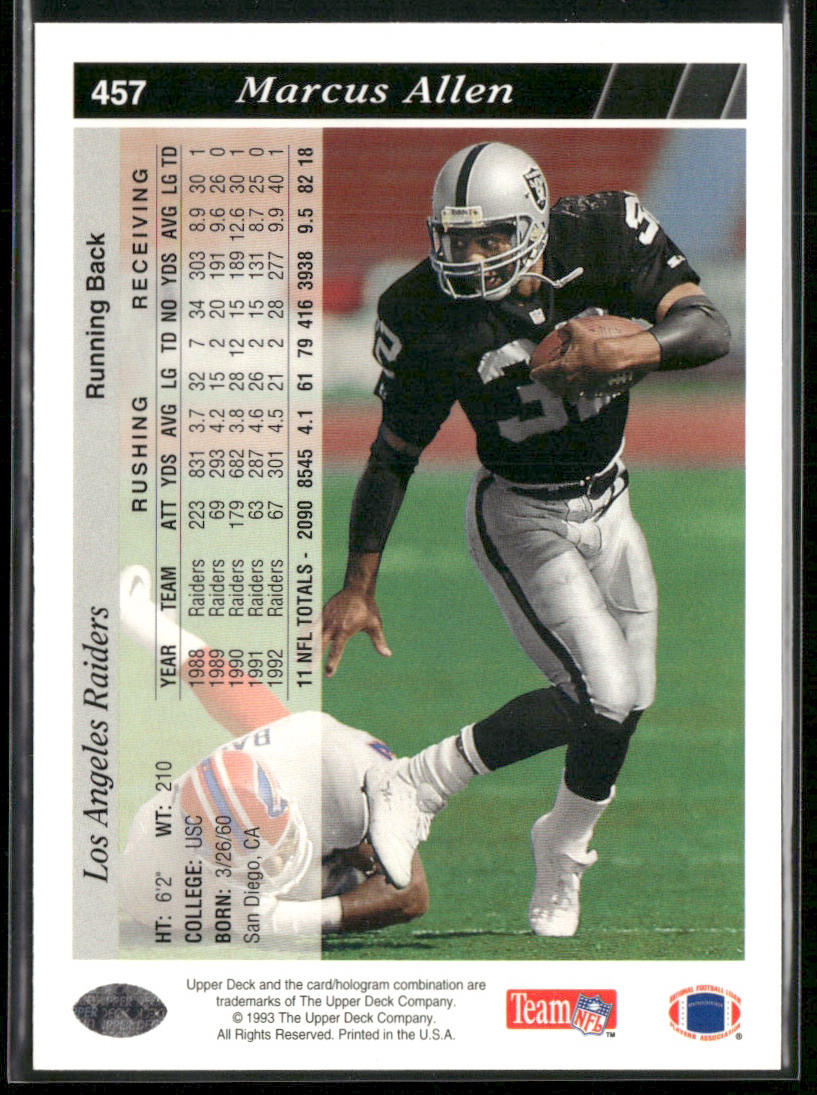 Marcus Allen 1993 Upper Deck #457 Los Angeles Raiders