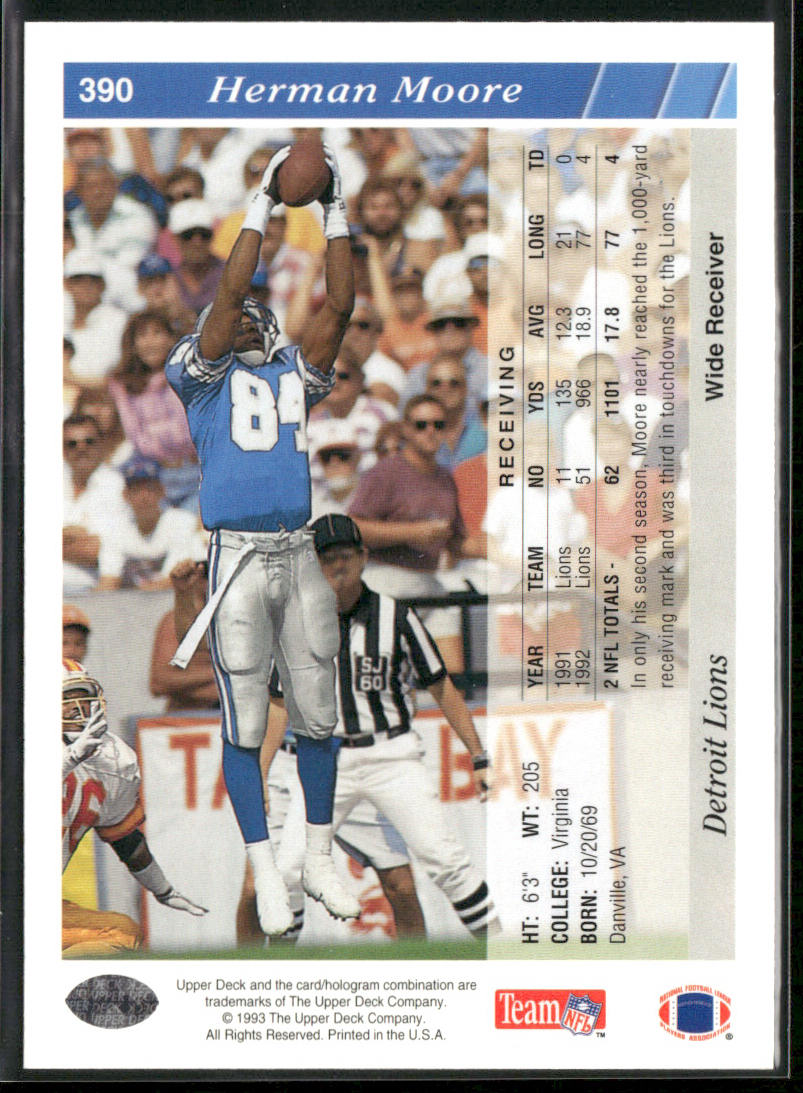 Herman Moore 1993 Upper Deck #390 Detroit Lions