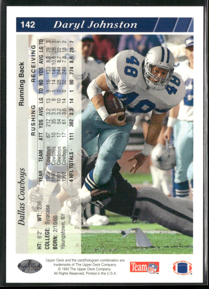 Daryl Johnston 1993 Upper Deck #142 Dallas Cowboys