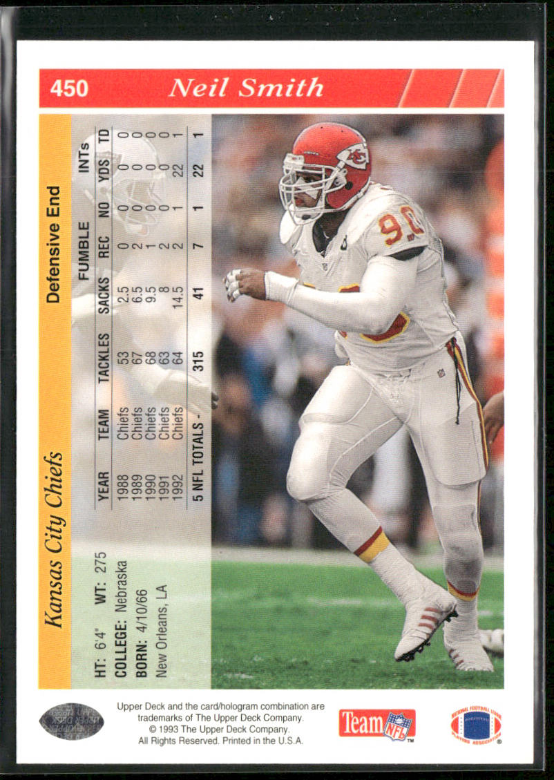 Neil Smith 1993 Upper Deck #450 Kansas City Chiefs