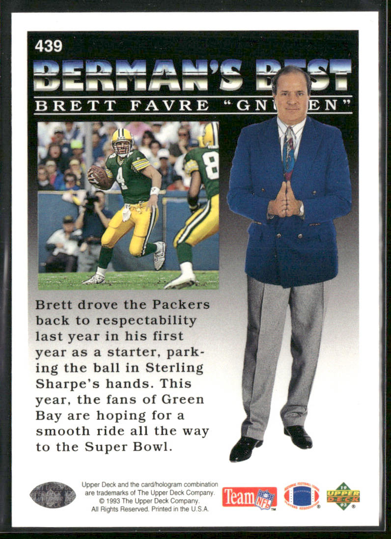 Brett Favre "Gnugen" 1993 Upper Deck #439 Green Bay Packers